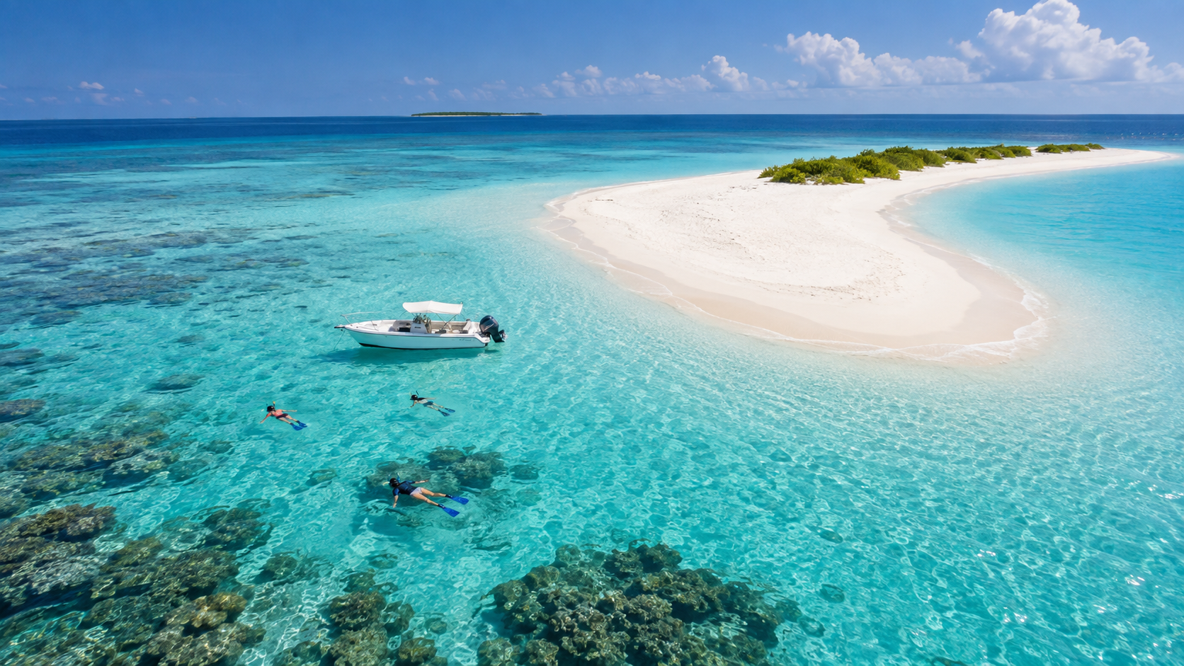 Sandbank surrounded by turquoise water